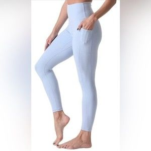 Sunzel Womens Workout Leggings w/ High Waist Tummy Control in light blue, Large
